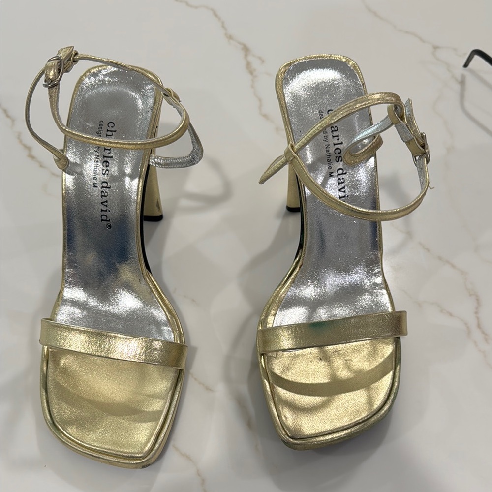 Charles David Metallic Gold Heels
